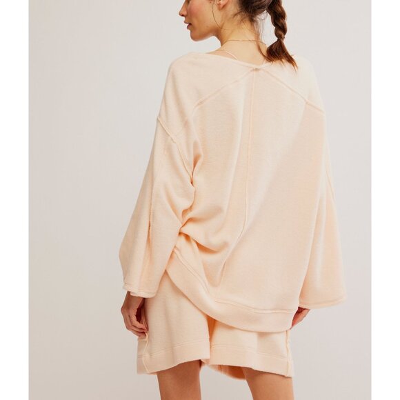 FREE PEOPLE Day Off Fleece Pullover / Tender Peach - Picture 3 of 5